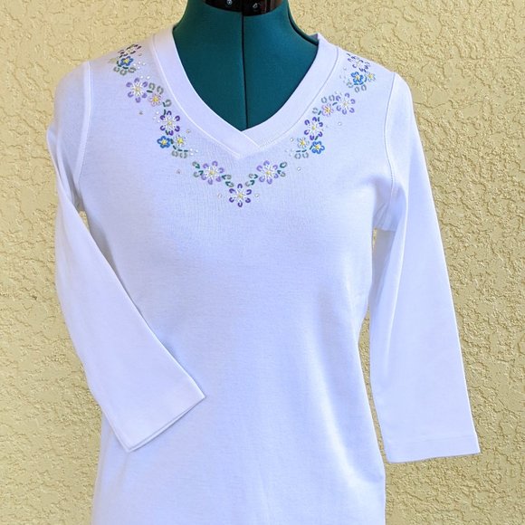 Kim Rogers Tops - Hand Painted White T-Shirt Puff Paint